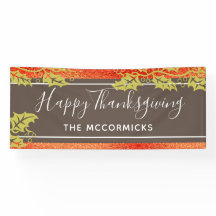 Feliz Día de Acción de Gracias Naranja Purpurina P