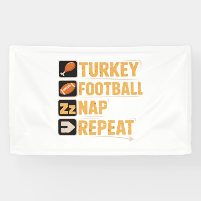 Lona Feliz Día de Acción de Gracias Turquía Futbol Repe (Horizontal)