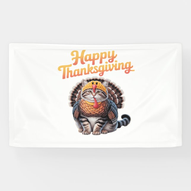 Lona Feliz Día de Acción de Gracias Turquía otoño clási (Horizontal)