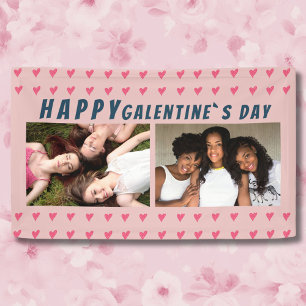 Lona Feliz Día de Galentine, amigo de corazón rosado 2