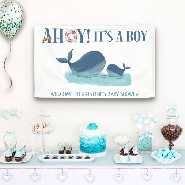 Lona Feliz Día de la Ballena, es un niño Baby Shower (Subido por el creador)