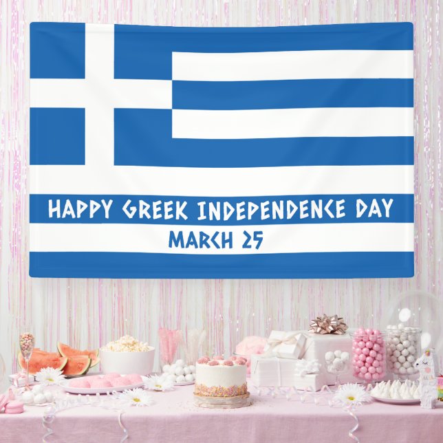 Lona Feliz Día de la Independencia de Grecia Bandera gr (Fiesta)