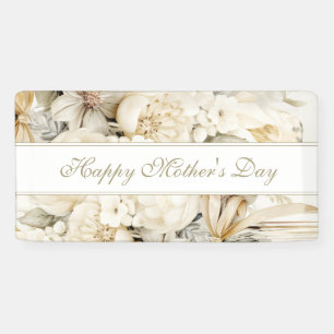 Lona Feliz día de la madre crema de vainilla letra Flor