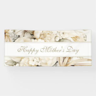 Lona Feliz día de la madre crema de vainilla letra Flor