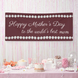 Lona Feliz Día de la Madre Diamantes de Borgoña