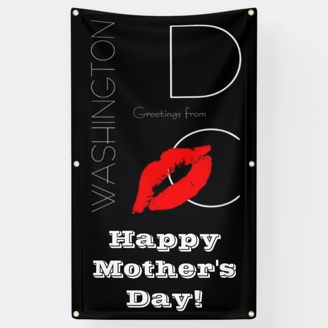 Lona Feliz Día de la Madre, un beso con pintalabios roj (Vertical)