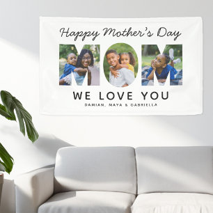 Lona Feliz Día de las Madres Mamá Foto Letra