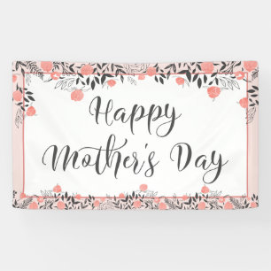 Lona FELIZ DÍA DE LAS MADRES Rosa Gold Rubor Floral