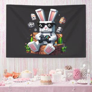 Lona Feliz Día de Pascua Bunny Egg Video Gamer Pascua