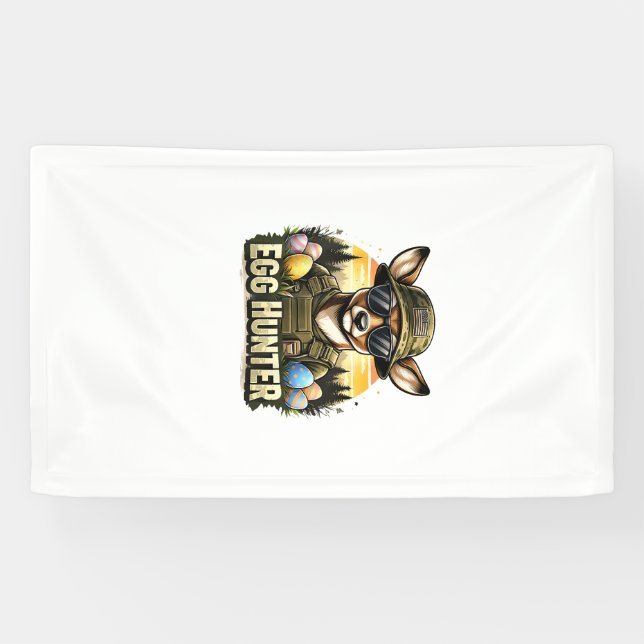 Lona Feliz día de Pascua Camo Divertido Cazadores Chico (Horizontal)