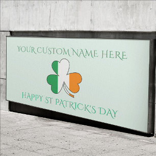 Lona Feliz día de San Patricio con nombre personalizado