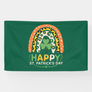 Lona Feliz día de San Patricio Lindos Leopardos Arcoíri