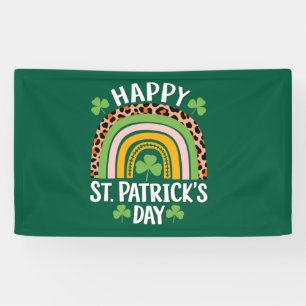 Lona Feliz día de San Patricio Trébol de arcoíris 