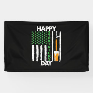 Lona Feliz Día de San Patrón Shamrock bandera estadouni