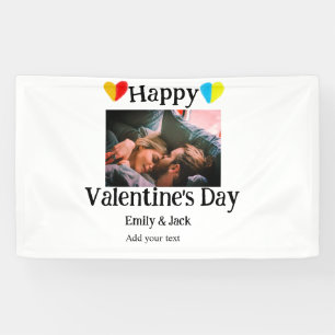 Lona Feliz Día de San Valentín agregar foto de nombre d