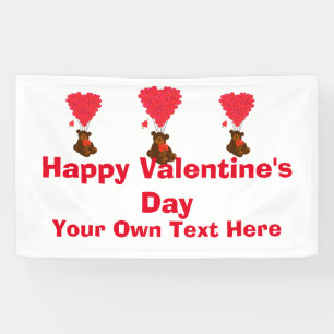 Lona Feliz Día de San Valentín con lindo oso de peluche
