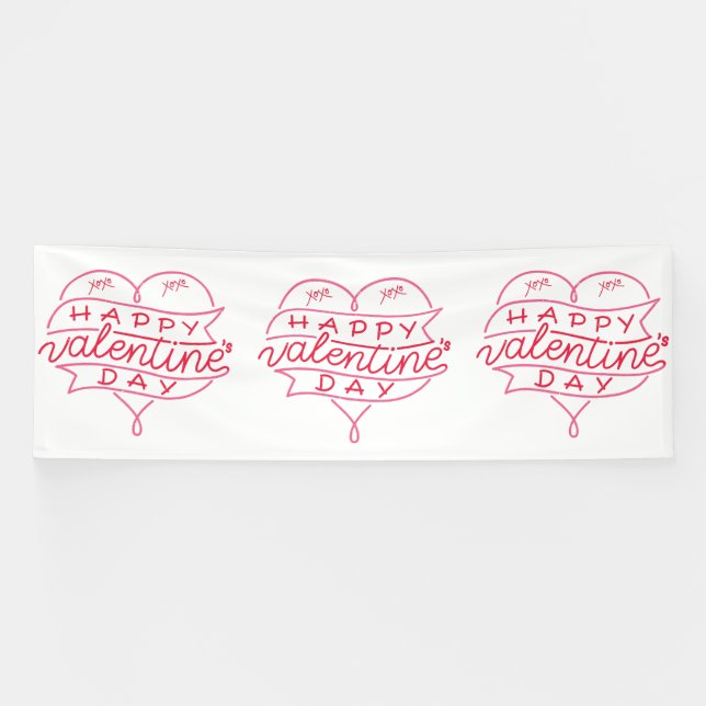 Lona Feliz Día de San Valentín Estandarte de Vinilo 4x1 (Horizontal)