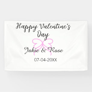 Lona Feliz día de San Valentín lazo de corazón rosa nom