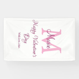 Lona Feliz día de San Valentín monograma nombre rosa am