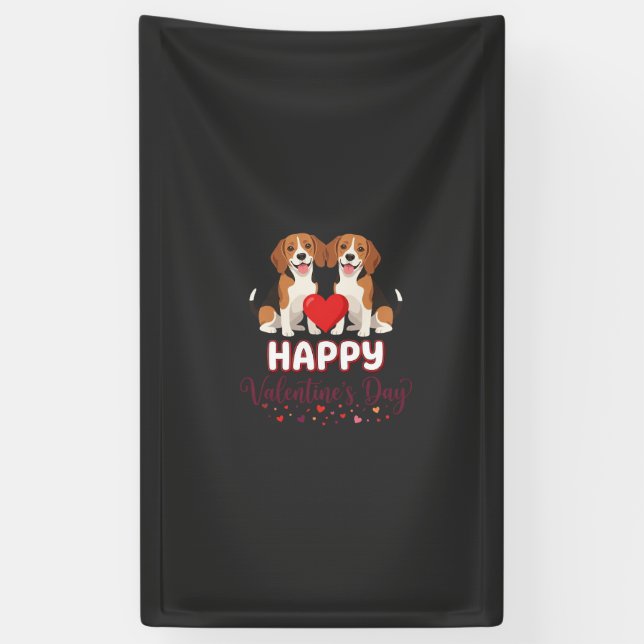 Lona Feliz día de San Valentín pareja de Beagle (Vertical)