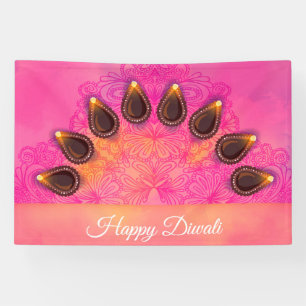 Lona Feliz Diwali con Rangoli y Diya