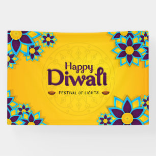 Lona Feliz Diwali con Rangoli y Diya