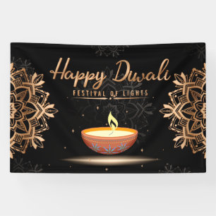 Lona Feliz Diwali con Rangoli y Diya