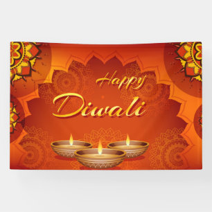 Lona Feliz Diwali con Rangoli y Diya