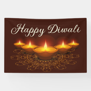 Lona Feliz Diwali con Rangoli y Diya