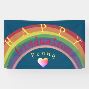 Lona "¡Feliz graduación!"Pancarta arcoiris Personalizad