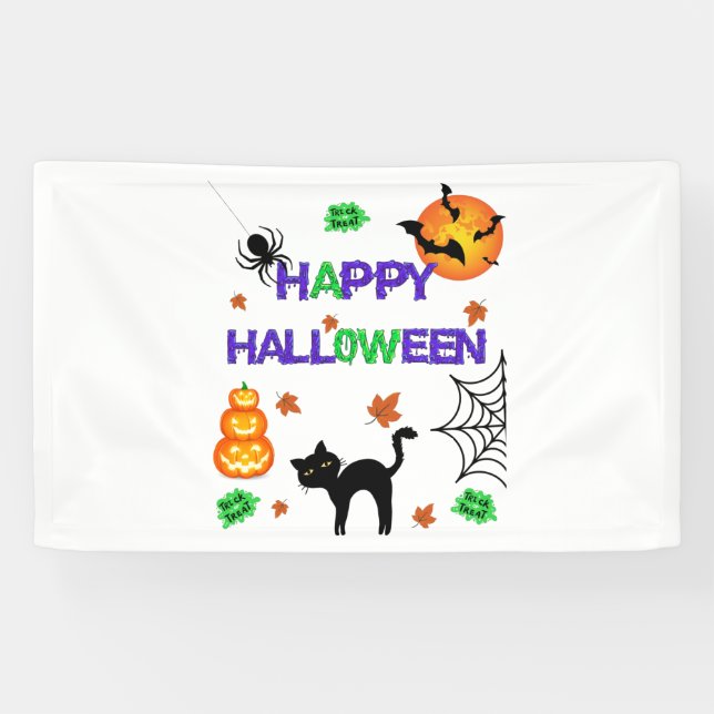 Lona Feliz Halloween Bandera de vinilo 3x5 (Horizontal)