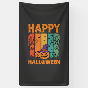 Lona Feliz Halloween Calabaza Vector Vintage