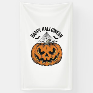 Lona Feliz Halloween Cara de Calabaza Diseño Vector Vin