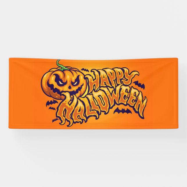 Lona Feliz Halloween con la bandera de Jack O Lantern (Horizontal)