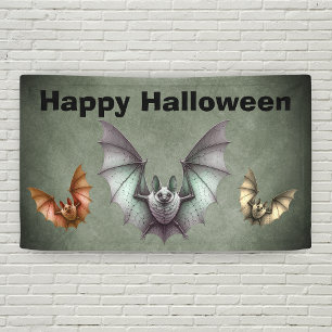 Lona Feliz Halloween Murciélagos Voladores Siniestros G