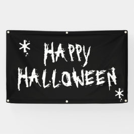 Lona Feliz Halloween negro blanco banner espeluznante y
