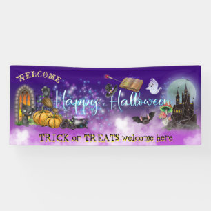 Lona Feliz Halloween para los niños bienvenidos al tru