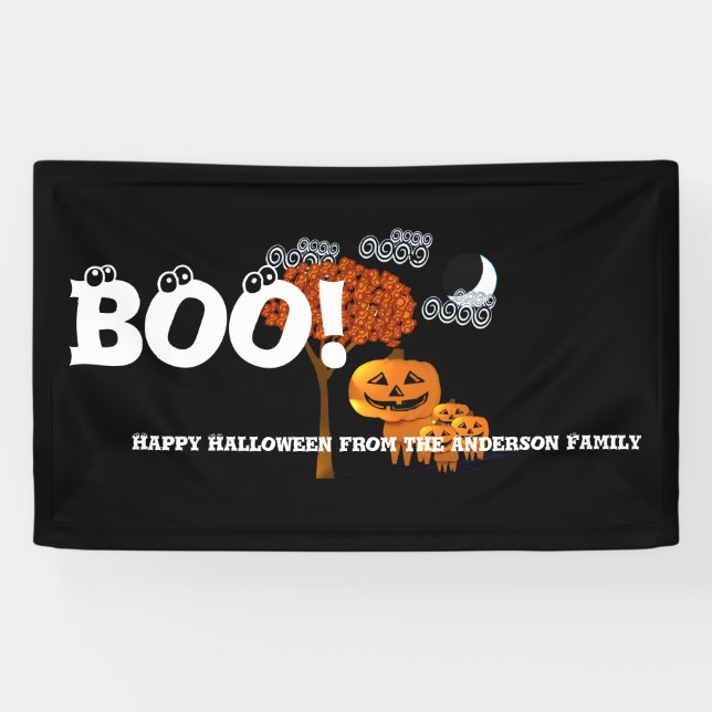 Lona Feliz Halloween Personalizado De Tu Familia (Horizontal)