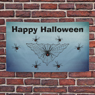 Lona Feliz Halloween Telaraña de Araña Venenosa Azul Gr