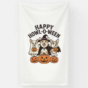 Lona Feliz Howl-O-Ween Corgi Halloween Perro Vector Des