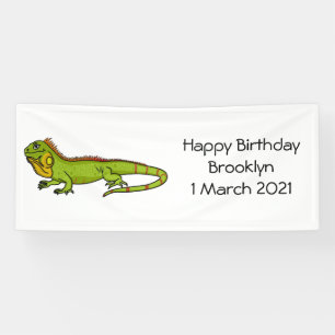 Lona Feliz ilustracion personalizado de iguana verde