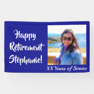 Lona Feliz Jubilación Real Azul Foto Personalizada