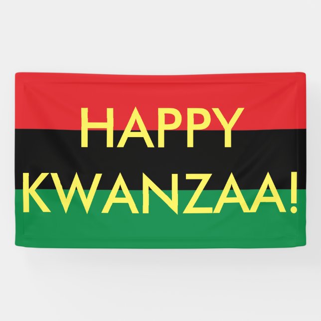 Lona Feliz Kwanzaa Red Black Green RBG UNIA Flag (Horizontal)