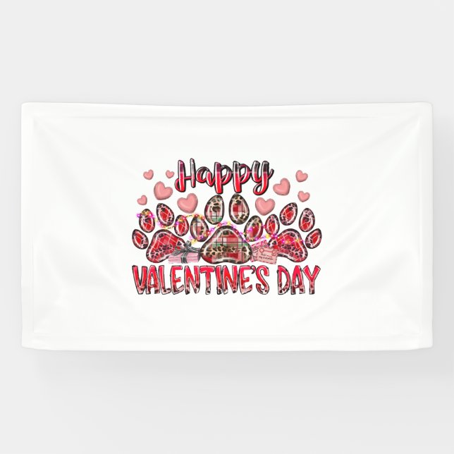 Lona Feliz Mascota de Perros de San Valentín (Horizontal)