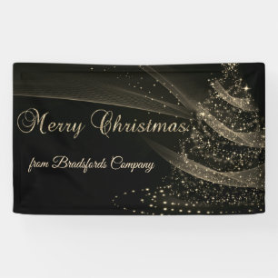 Lona Feliz Navidad, árbol de Navidad de oro negro
