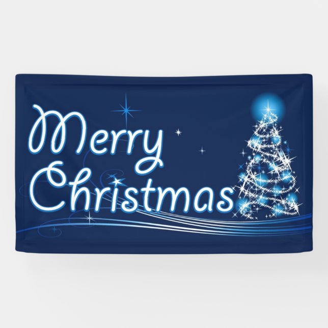 Lona Feliz Navidad Azul (Horizontal)