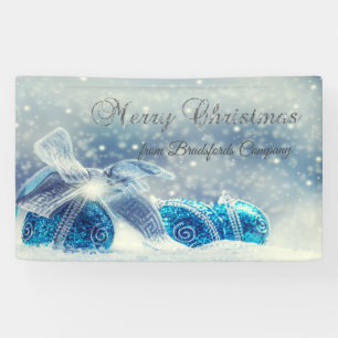 Lona Feliz Navidad,Azul,Bolas de Navidad