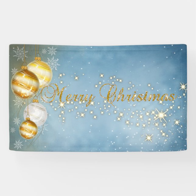 Lona Feliz Navidad ,Bolas de Navidad,Brillo (Horizontal)