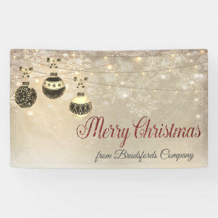 Lona Feliz Navidad, bolas de Navidad, copos de nieve