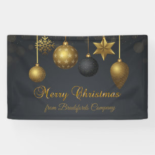 Lona Feliz Navidad, Bolas Doradas Oscuras